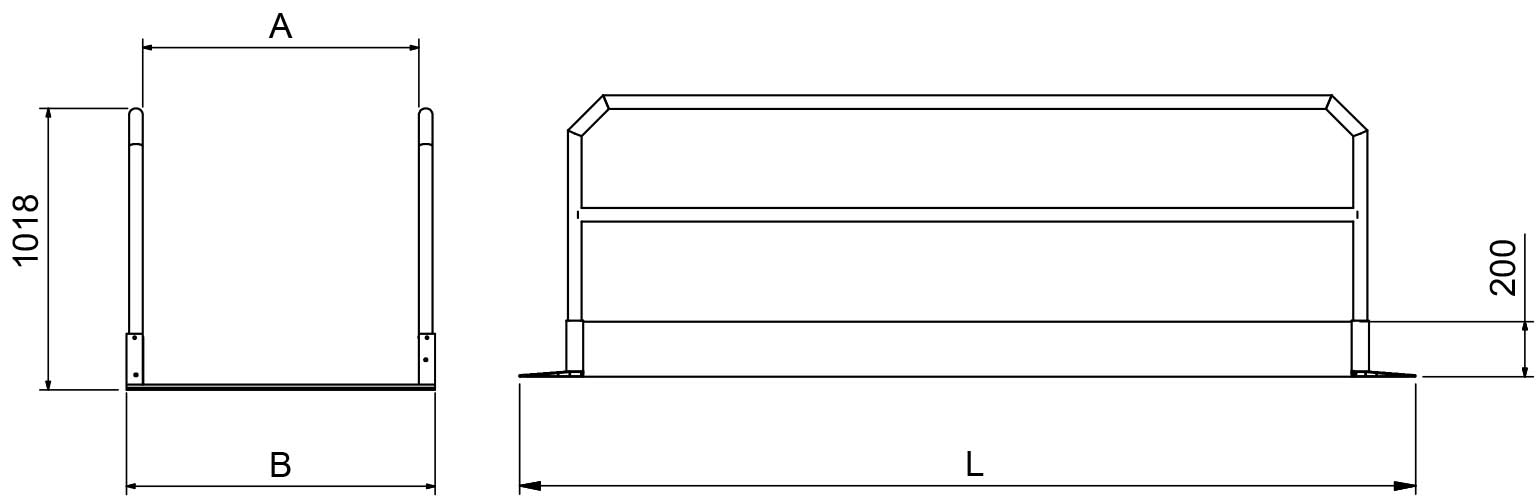 Pasarela de gran capacidad con barandillas plegables SVP